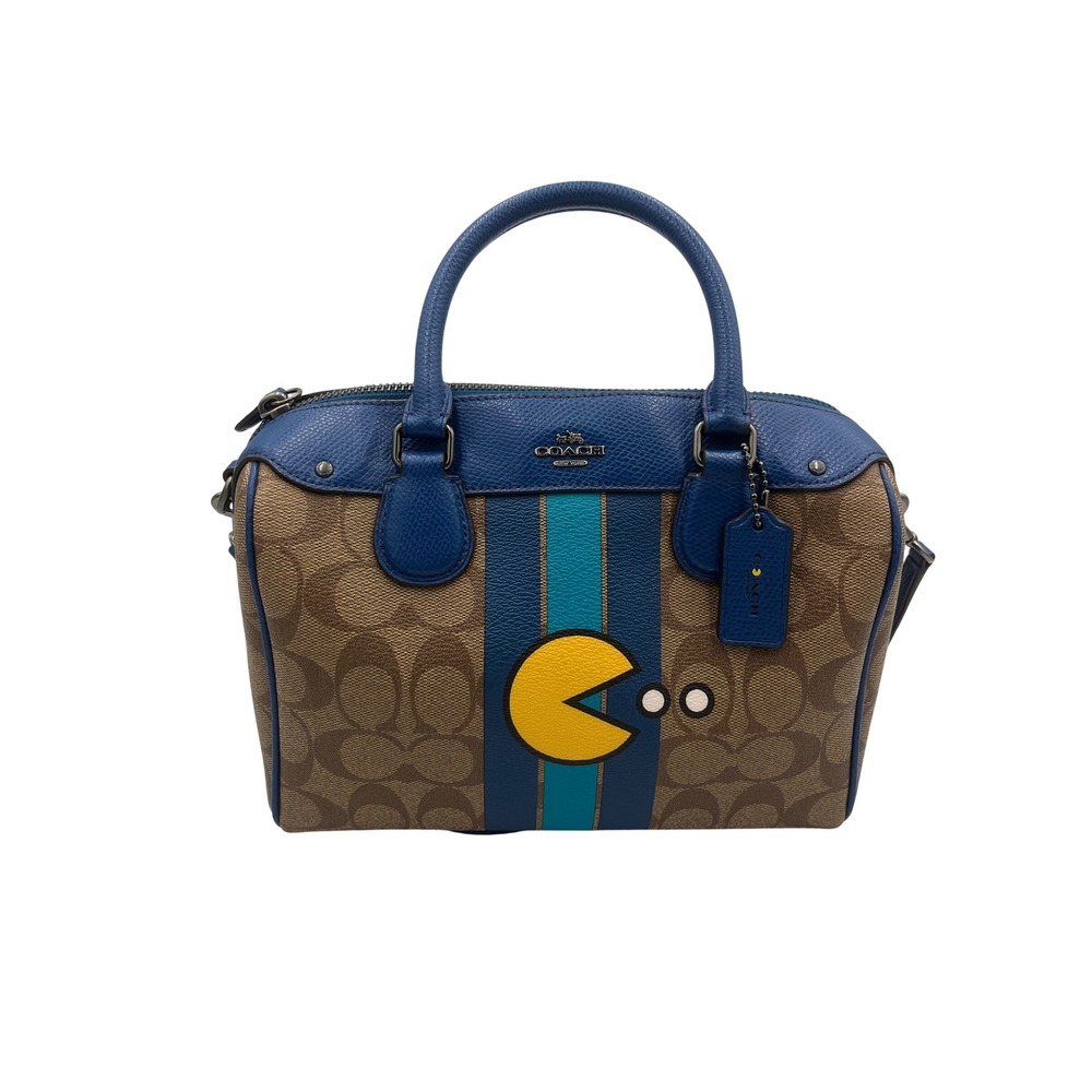 Coach x Pac-Man Limited Edition Bennett Satchel Blue Brown F56648 Crossbody Bag